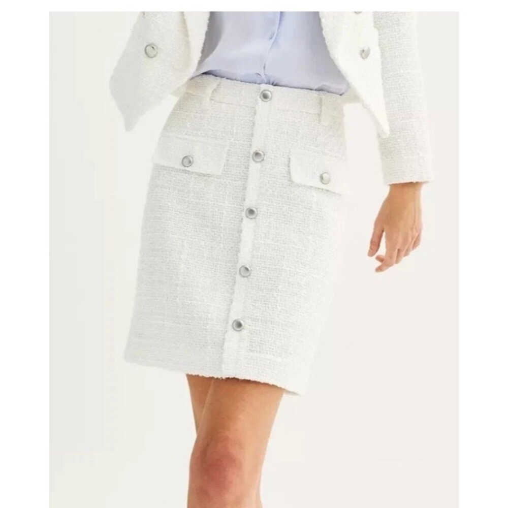 NEW Nine West Tweed Doublebreast 2-piece Skirt Suit White skirt 2xl Jacket Large